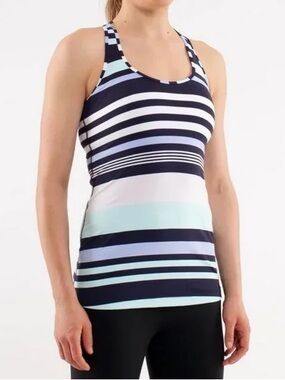 Lululemon Cool Racerback Tank Top Size 2 Striped Blue
Purple White